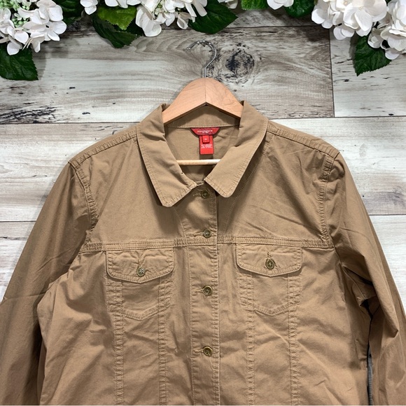 Sundance women's size 16 button down lightweight brown utility jacket minimalist - Picture 2 of 9